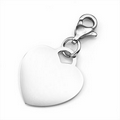 3/4" Stainless Engraved Heart Charm w/ Lobster Clasp